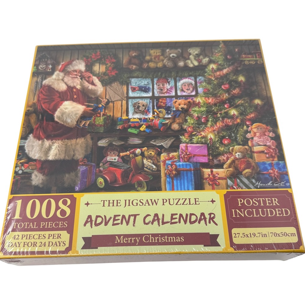 Christmas Jigsaw Puzzle Advent Calendar 1008 Piece Santa 24 Days Poster New